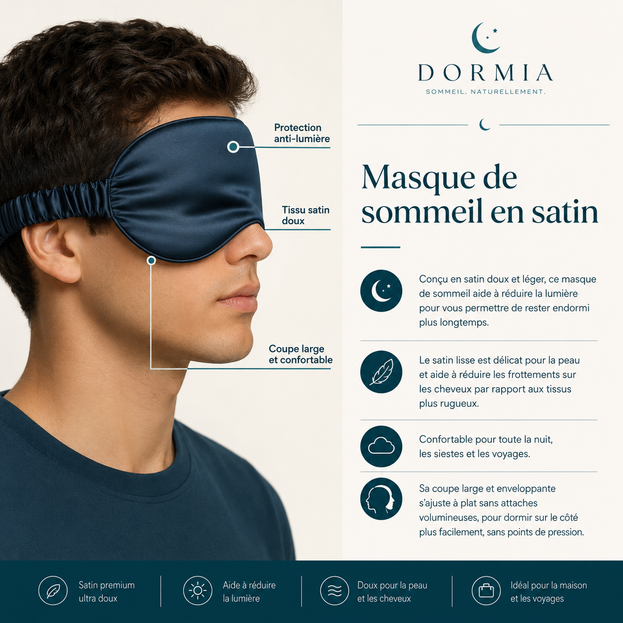 Masque de Sommeil en Satin | Dormia™