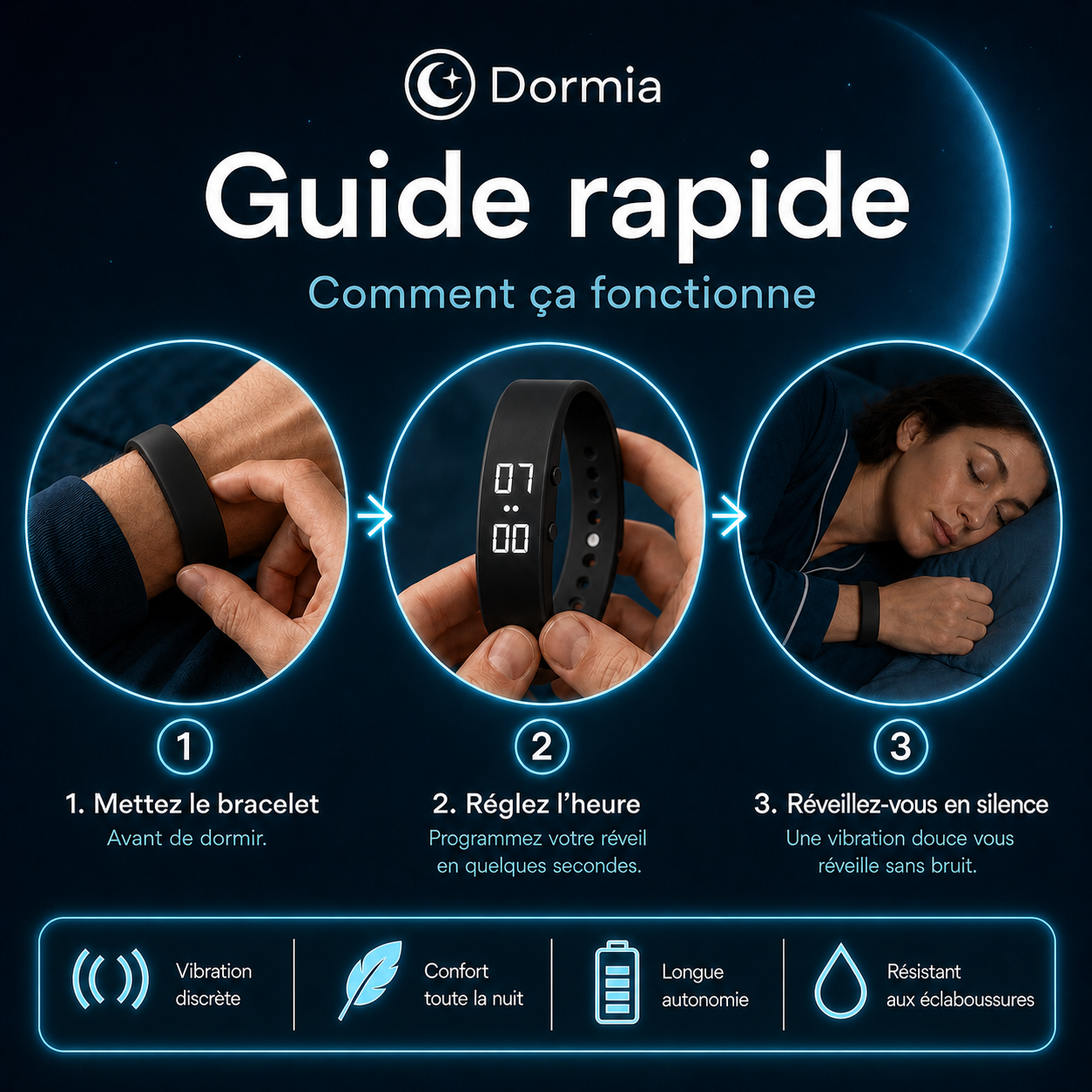 Bracelet Réveil Silencieux | Dormia™
